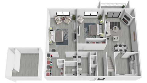 Floor plan for 2 beds, 2 baths, 1424 sqft